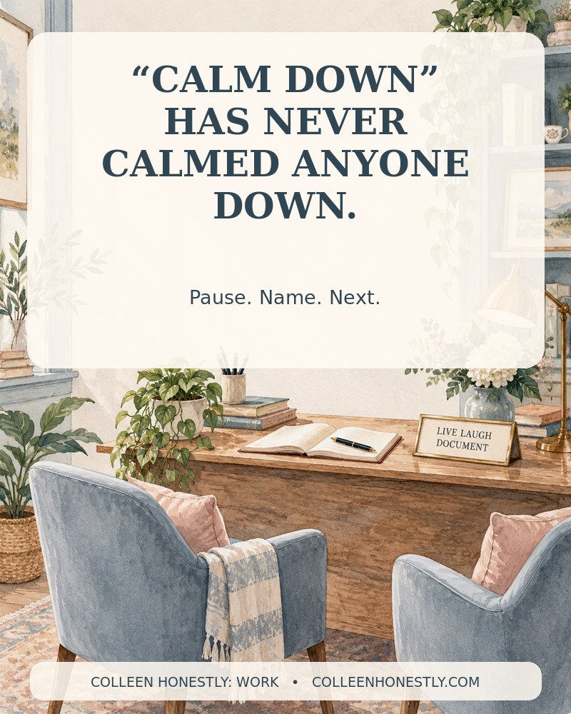 Approved artwork for “Calm down” has never calmed anyone down